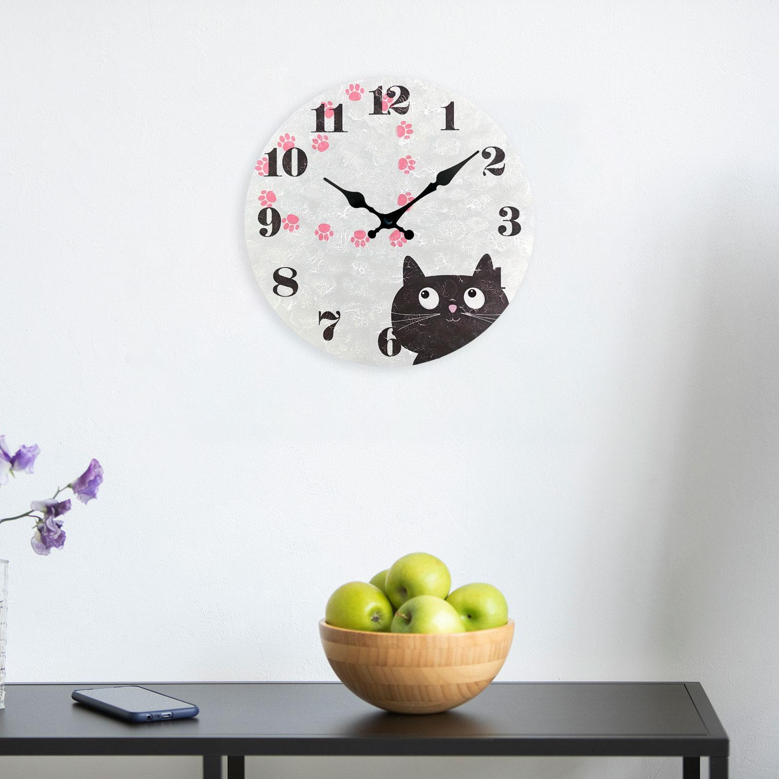 

Funny Cat Wall Clock Hanging Watch Easy to Read Housewarming Gift Hanging Clock for Kitchen Indoor Bedroom Living Room Decor