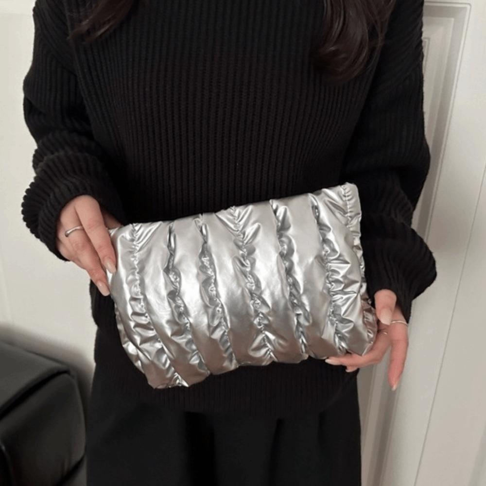 Elegant Puffer Makeup Clutch Purse Space Cotton Toiletry Storage Organizer  Women
