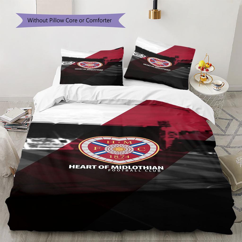 Heart of Midlothian Football Club Pattern Bedding,Quilt Set Quilt Cover Pillowcase Home Birthday Gift(1 * Duvet Cover + 2 * Pillowcase, Without Core)