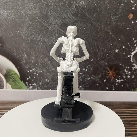 Halloween Riding Bike Skeleton Statue Animated Fitness Bicycle Skeleton Figurine