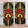 Christmas Bell Print Curtains   Pole Bag Curtains   Bedroom and Living Room Decoration   Home Decoration   Christmas Decoration