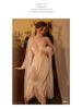 Elegant Satin & Lace Deep V Backless Nightgown and Robe Set J3343
