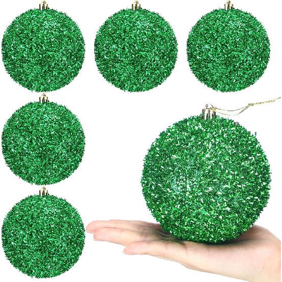 6 Pcs 4 Inch Valentine's Day Christmas Tree Ornaments Glitter Sequin Foam Balls Shatterproof Xmas Hanging Balls Decorations for Xmas Valentine