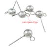 20 Stück/Los Edelstahl 3 4 5 6 8mm Kugel Ohrstecker Ohrstecker Stifte mit offenen Ringen Für DIY Schmuckherstellung Zubehör