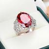 Fashion Female Rings  Sterling Silver Hollow Heart Pattern Ruby Zircon Rings for Women Engagement  Gift Anillos Mujer