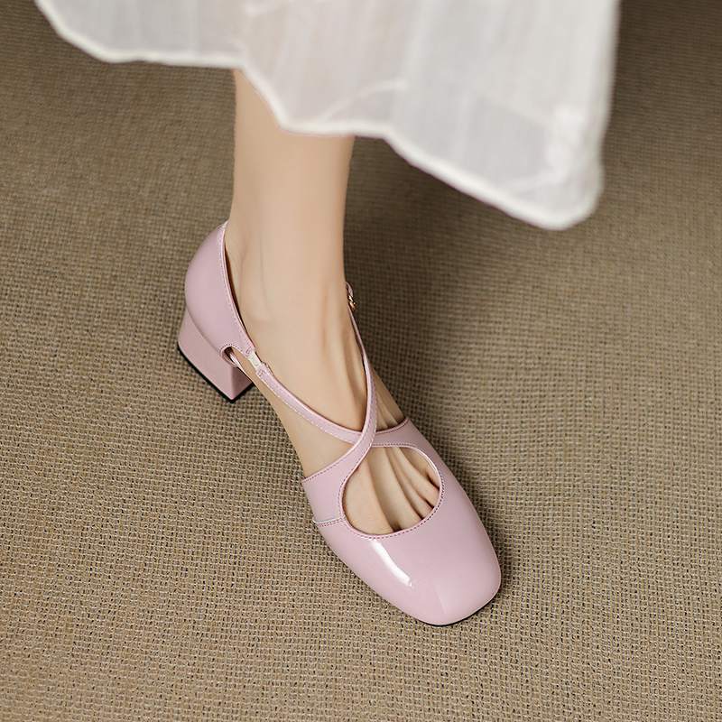 

Krazing Pot Cow Skin Summer Size 42 Chunky Heels Luxury Shoes Wedding Party Women Superstar Women Square Toe Buckle Sandals 42 розовый