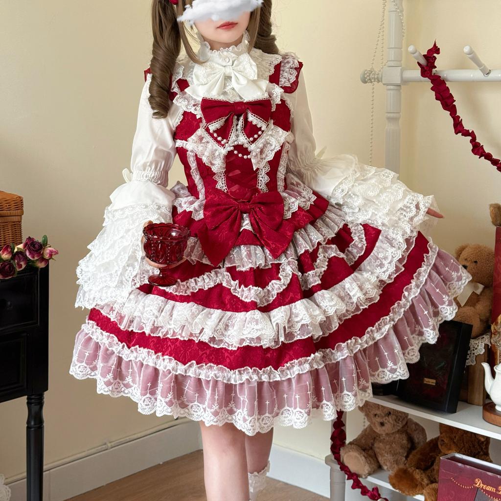 Original Design Korean Girl Lolita Dress Elegant Floral Wedding Gown Women's Strapless Gown Preorder Exquisite Fashionable