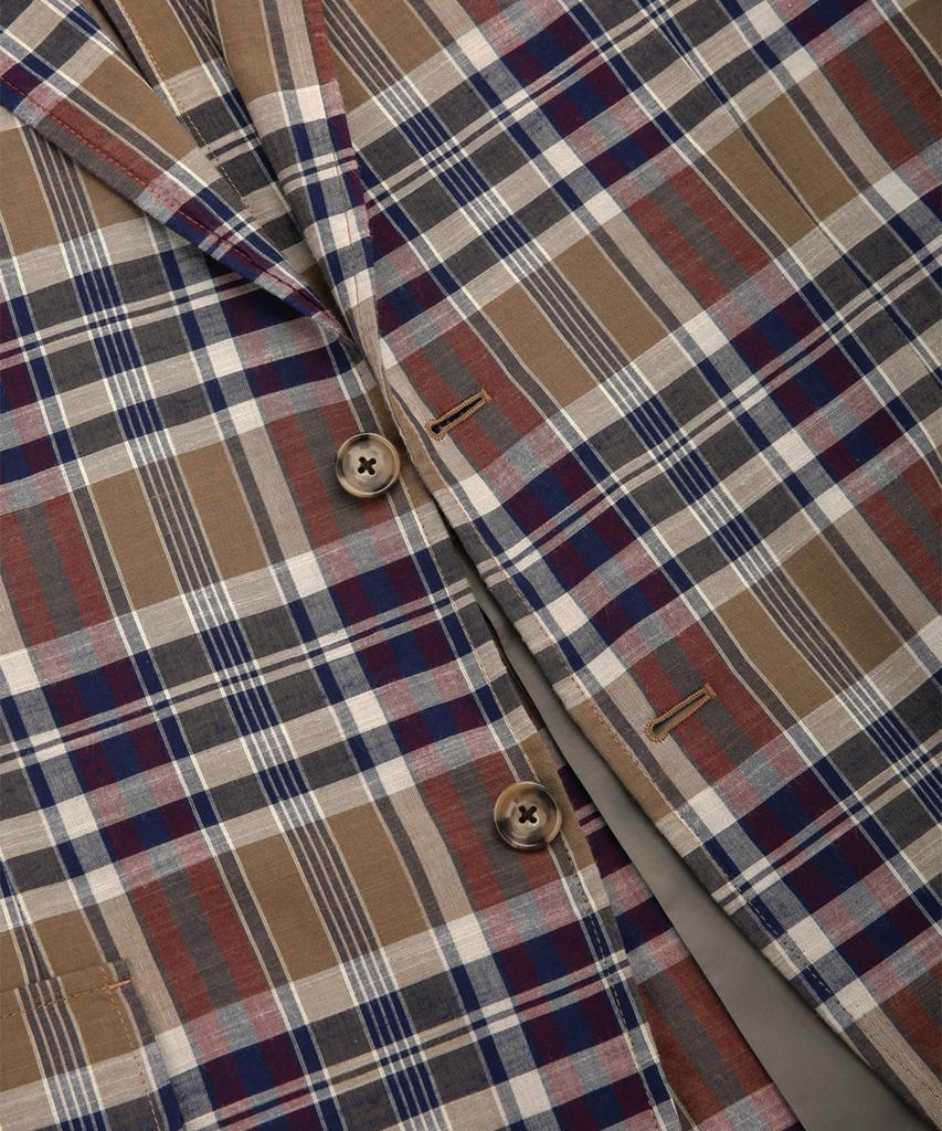 Brooks Brothers Classic Fit Cotton Madras 2-Button Jacket (Brown) (Bbjsmf84624Es)