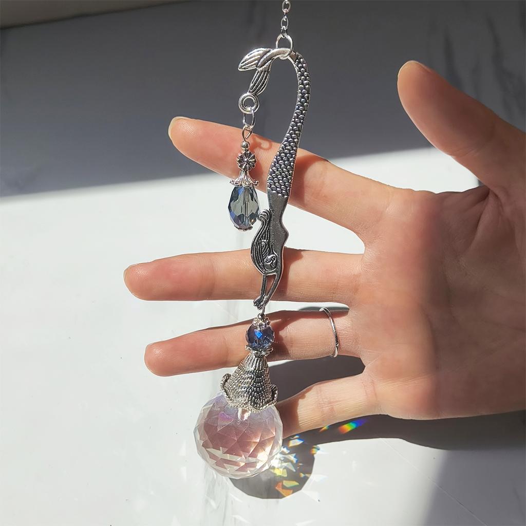 1Pc Elegant Mermaid Crystal Dream Catcher, Suitable for Balcony Decoration, Garden Arrangement, Window Display, and Various Occasions - an Ideal