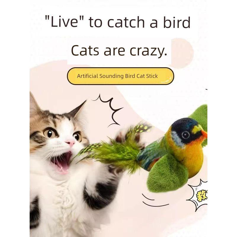 

Cat Toy Cat Teaser Artificial Will Call Bird Toy Kittens Self-Hi Relieving Stuffy Handy Gadget Scratch-Resistant Pet Supplies Grey Bailo + Green Willow Warbler = 2