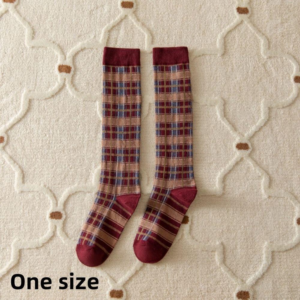 Șosete lungi vintage JK cu carouri, bumbac, șosete până la genunchi pentru școlărițe, ciorapi noi pentru femei