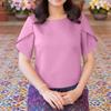 ZANZEA Women Casual Round Neck Summer Short Sleeve Plain Blouse