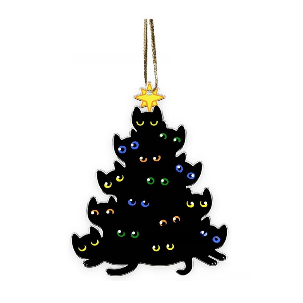 2025 Weihnachts-Kugel-Katzen-Ornament 2D Acryl Lustige Katzen-Ornamente Weihnachtsbaum Katze Hängende Dekorationen Haus Party Weihnachten Deko