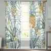 Pineapple Frangipani Tulle Curtains Living Room Kitchen Chiffon Curtain Bedroom Balcony Sheer Curtain Fashion Home Decor