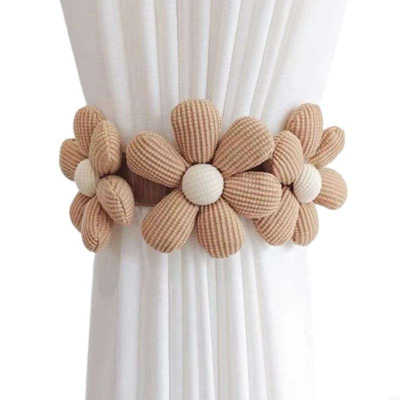 Decorative Elastic Curtain Tiebacks with Floral for Living Room or Office