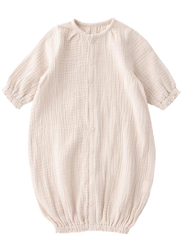 ANGELIEBE Baby Puffy Double Long Sizes Ice for Boys and Girls Romper, Gauze, Two-Way, All-Purpose, Sleeve, 50-70, Beige,