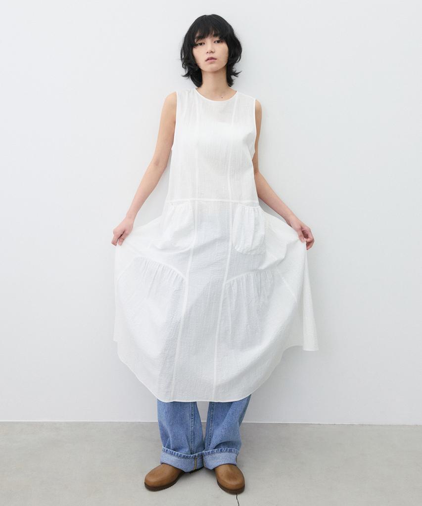 Suare Woman Apron Cotton Dress White