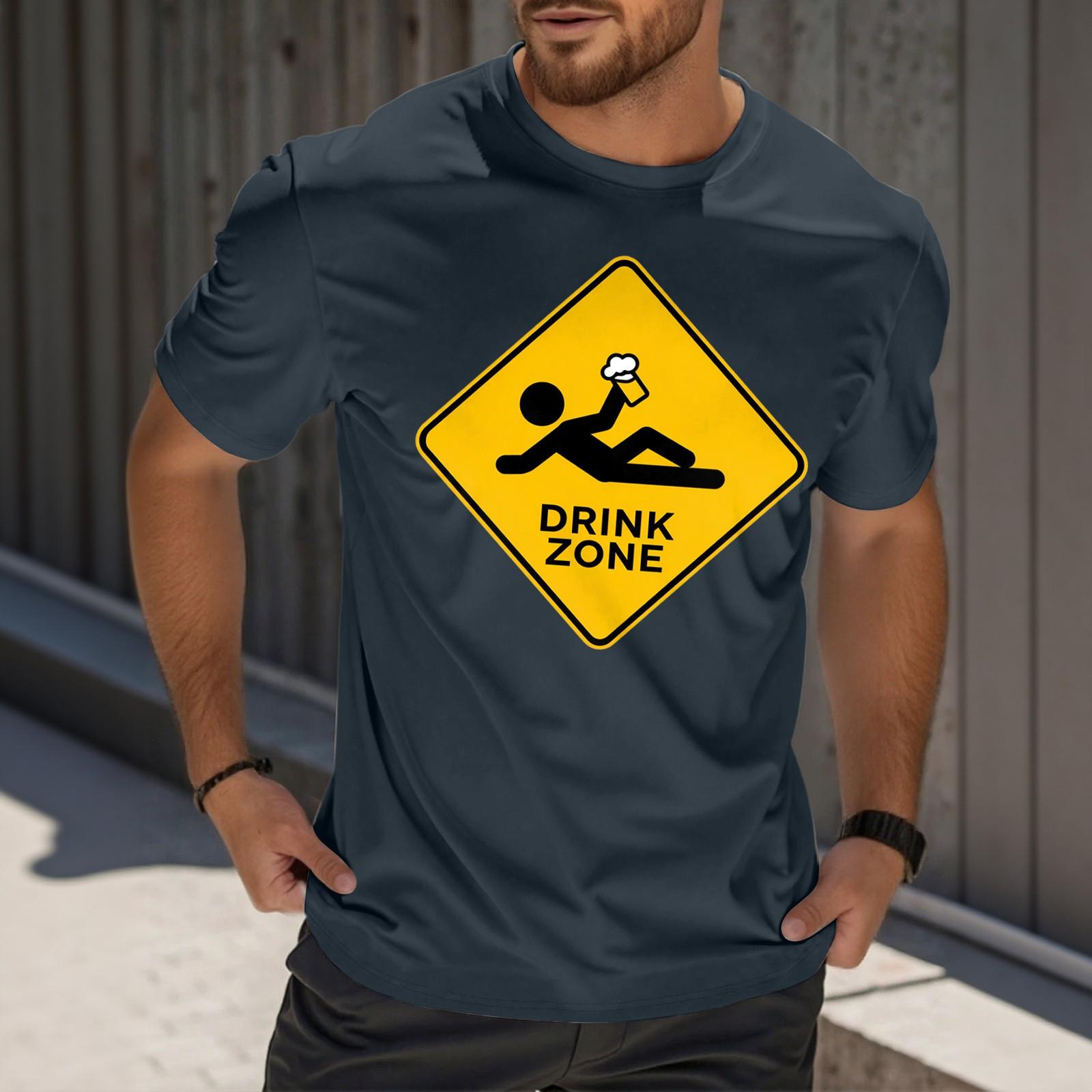 

Мужская повседневная футболка с круглым вырезом и короткими рукавами с принтом XXL тёмно-синий