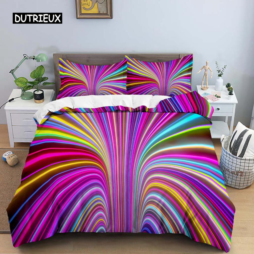 3D Duvet Cover Psychedelic Abstract Double Queen Bedding Set 2/3pcs Quilt Cover with Zipper King Size Polyester Comforter Cover