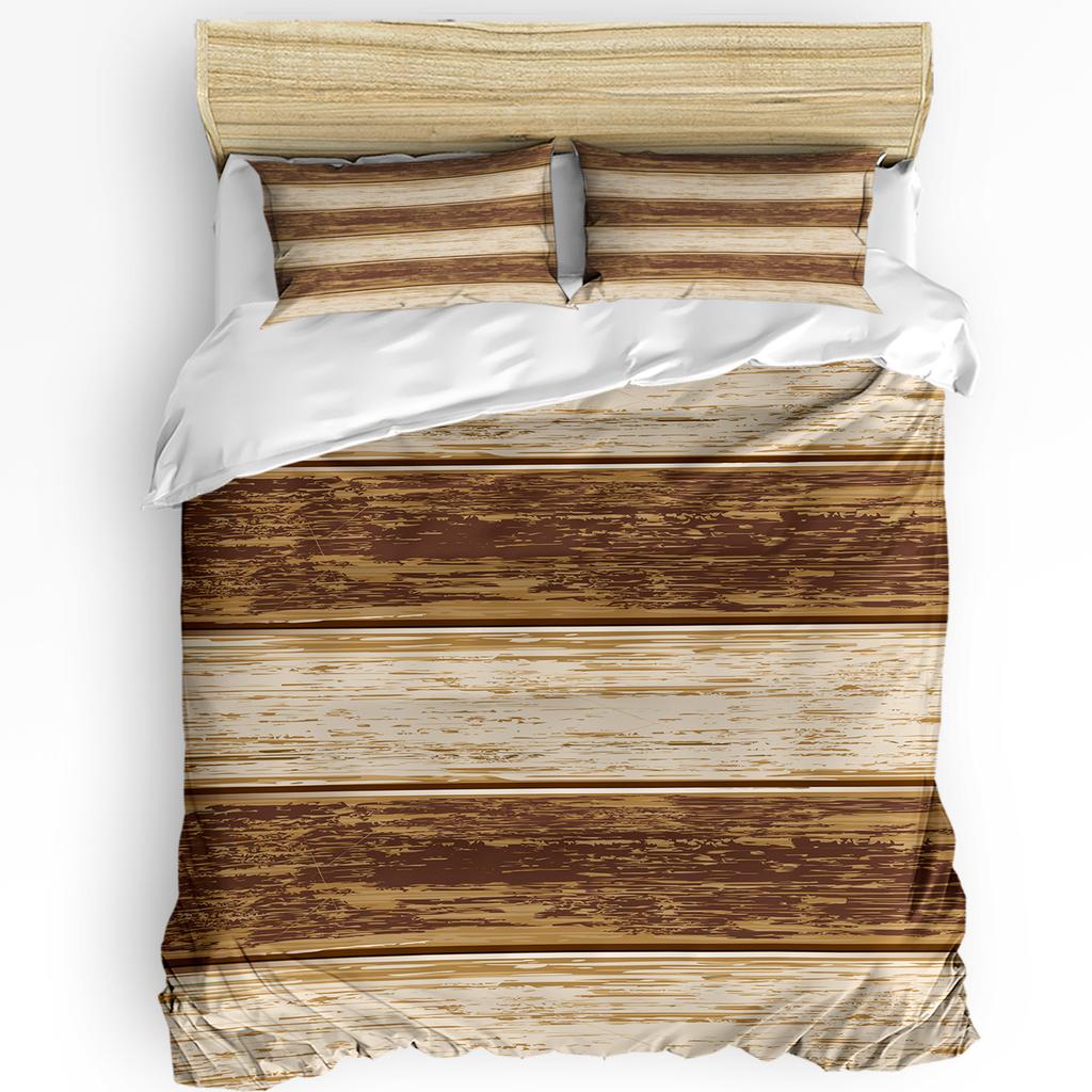 Vintage Wood Texture Duvet Cover Bed Bedding Set Home Textile Quilt Cover Pillowcases Bedroom Double Bedding Set No Sheet