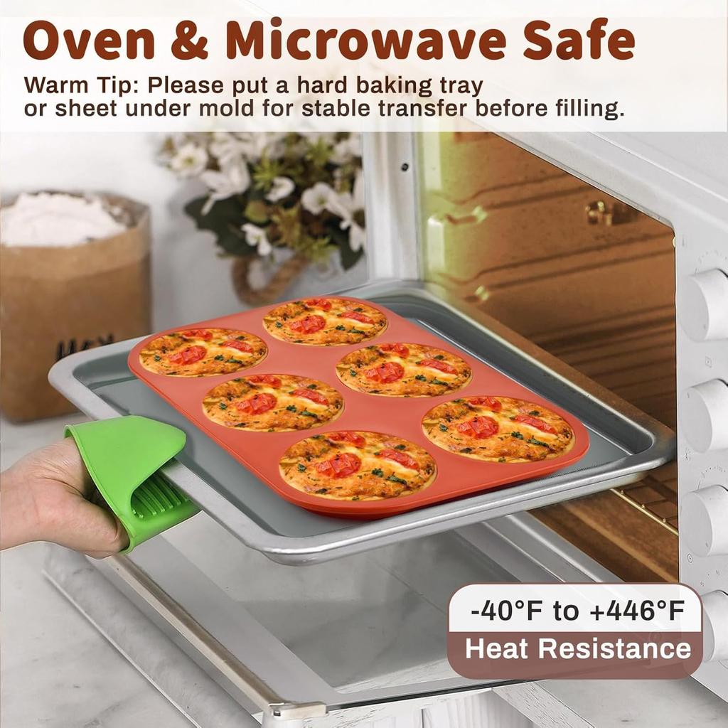 JOERSH Silicone Egg Mold Non-Stick 4 Inch Jumbo Size Muffin Top Pan, Large Round Silicone Molds for Baking Hamburger Bun, Egg Bites, Breakfast