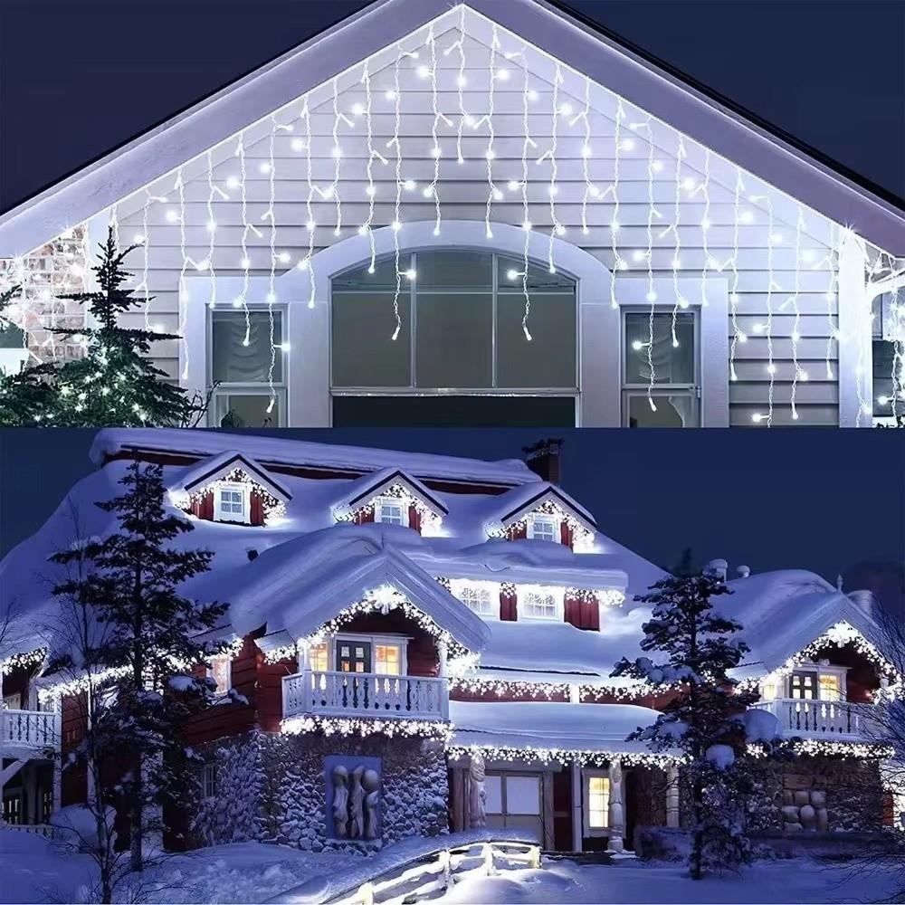 4M/7M Length Solar LED Curtain Light 8 Modes Ultra Bright Icicle String Light Waterproof Outdoor String Light