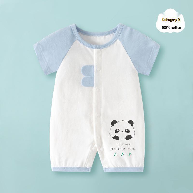 Summer Short Sleeve Pure Cotton Baby Romper - Infant Cartoon Crawling Bodysuit