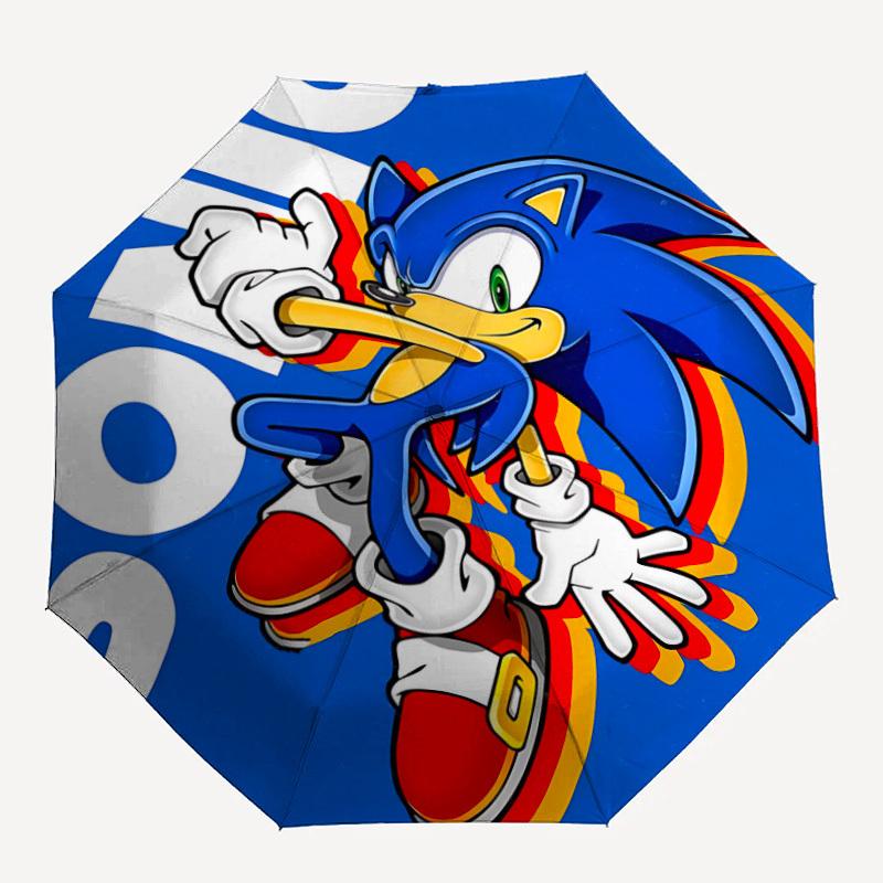 

1PC Sonic the Hedgehog Automatic Folding Umbrella - Compact 8-Rib Design, Durable Plastic & Iron, Daily Use F010626