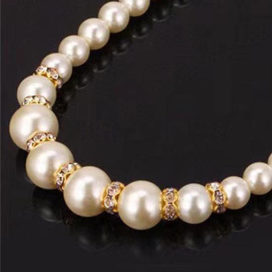 1 Set Faux Pearl Jewelry Women Beaded Necklace Bracelet And Earrings Elegant White