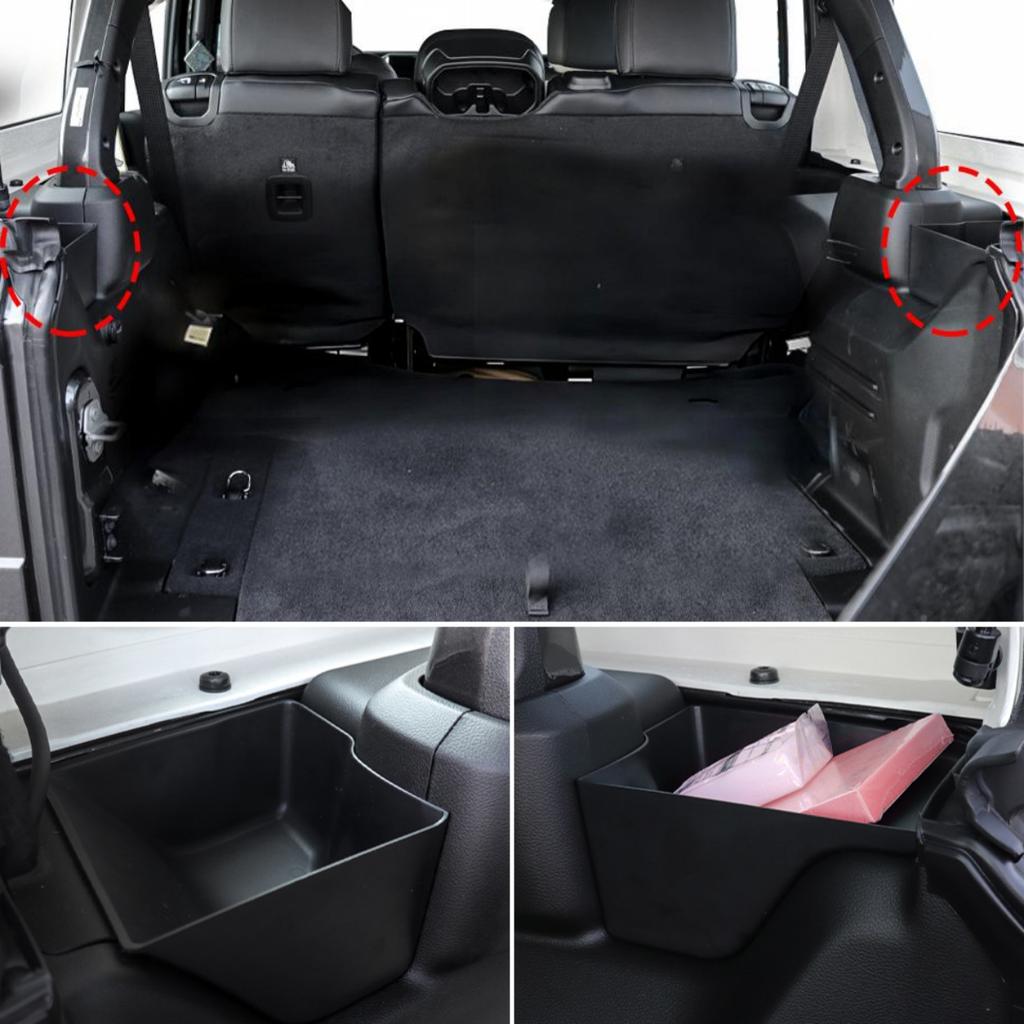 2PCS Car Rear Trunk Storage Box Cargo Organizer Tray for Jeep Wrangler JL 2026+ 2/4 Doors Stowing Tidying Interior Accessories