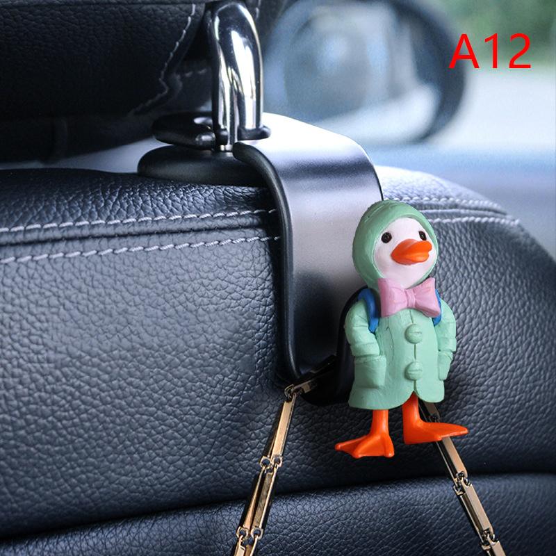 Cartoon Pig Duck Rear Seat Back Hook Headrest Holder Storage Hanger Multi-function Organizer Auto Car Interior Accessories