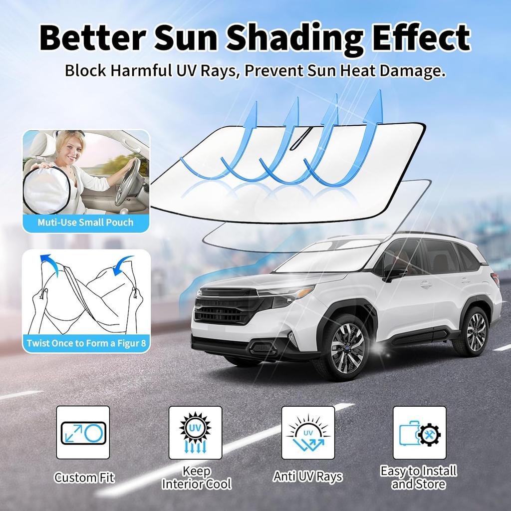 Windshield Sun Shade For Subaru Forester -2025 — Upgraded Nano Materials Front Window Shade Cover For Forester 2025 Accessories, Foldable