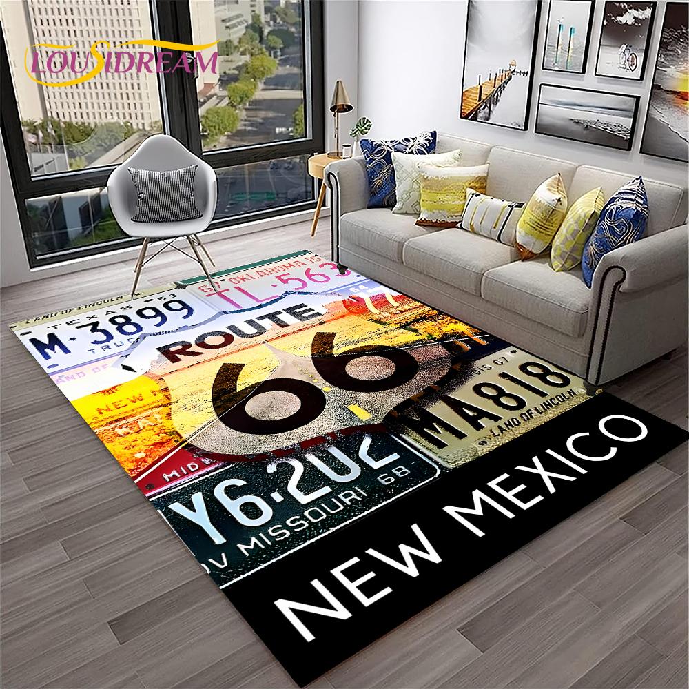 Mother Road,Historic Route 66,mãe Estrada Carpet Rug for Home Living Room Bedroom Sofa Doormat Decor,Area Rug Non-slip Floor Mat