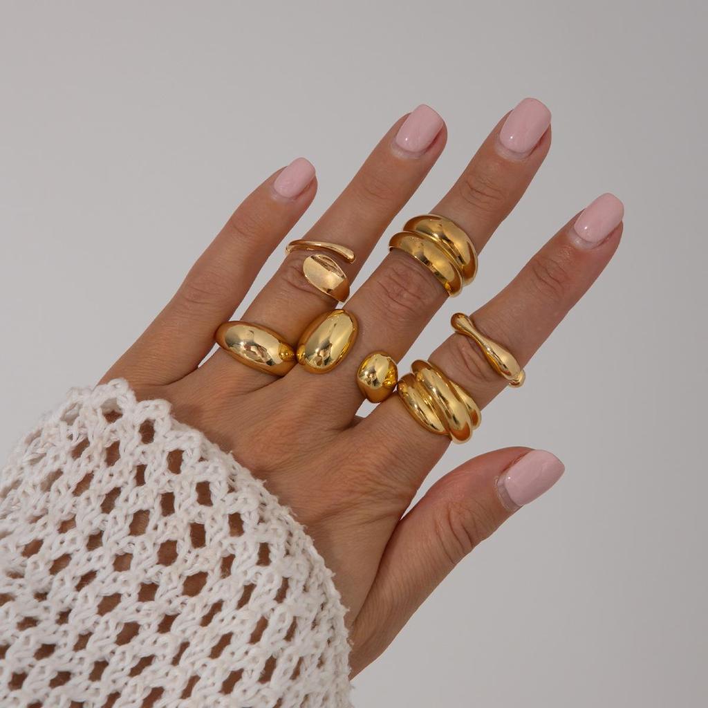 2025 New Vintage Punk Metal Rings Set for Women Aesthetics Jewelry Gift Gold Silver Color Irregular Geometric Knuckle Joint Ring Opening Jewelry