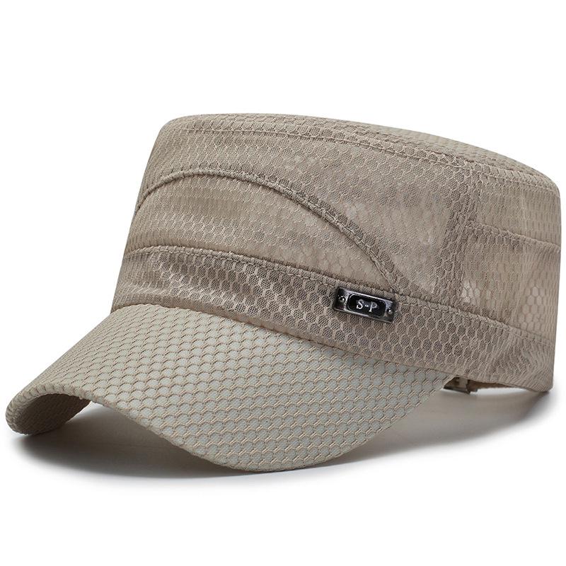 Breathable Mesh Sunscreen Flat Top Hat for Middle-Aged and Elderly Men - Casual Outdoor Cap.