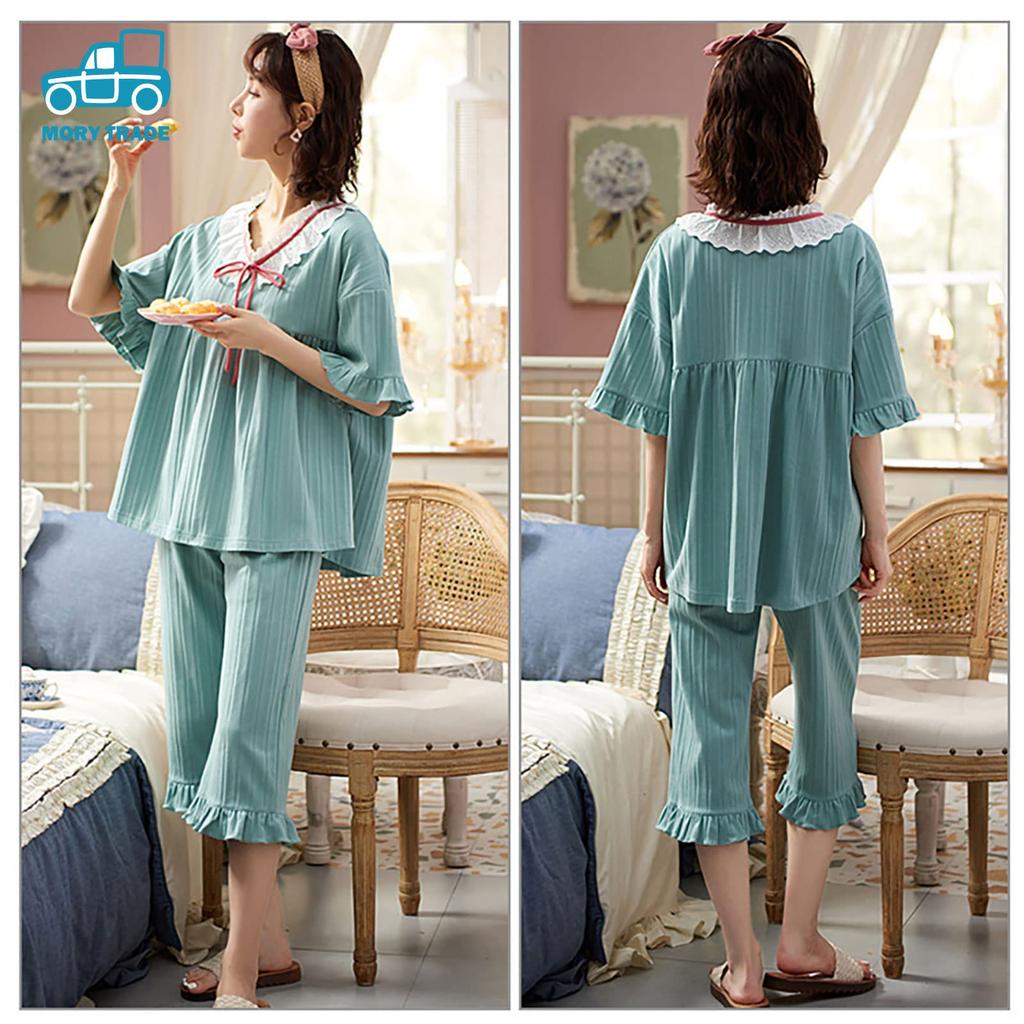 morytrade Fashionable Pajamas Summer Nightwear Lace Ribbon Cosplay (Green, XL)