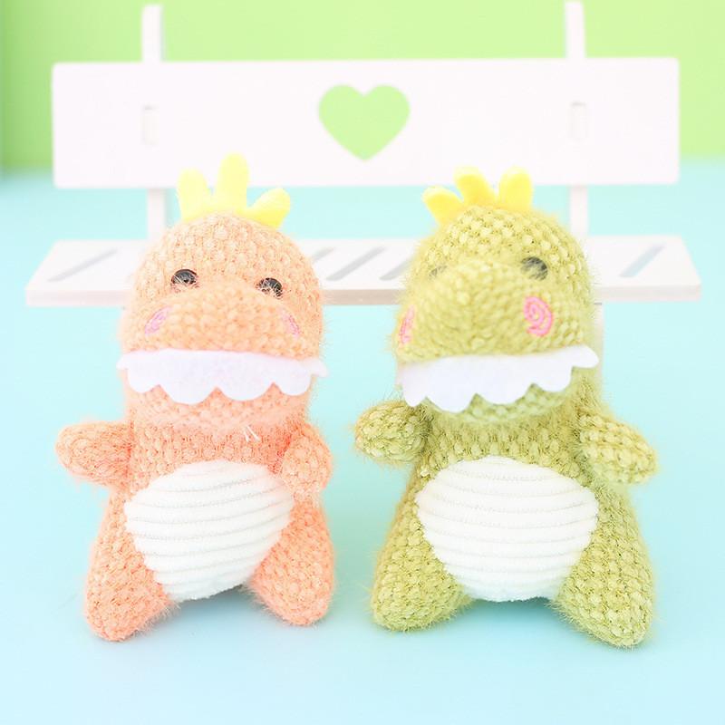 Cute Korean Version Tiny Plush Dinosaur Figurine Mini Dinosaur Keychain Accessory