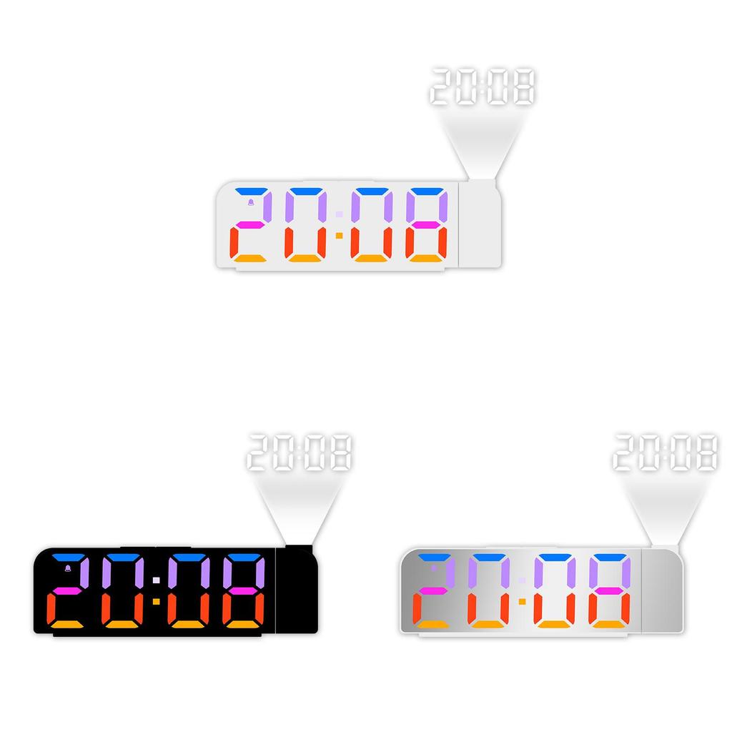 Digital Led Alarm Clock With Rgb Color Projection For Bedroom Decor