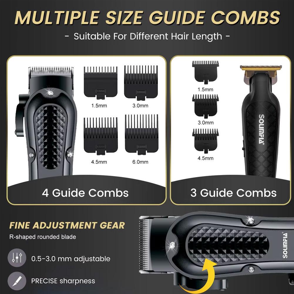 Solimpia Hair Trimmer Shaver Portable 3-Piece Set for Stubble Shaving White Hair Brightening Precision Contour Carving