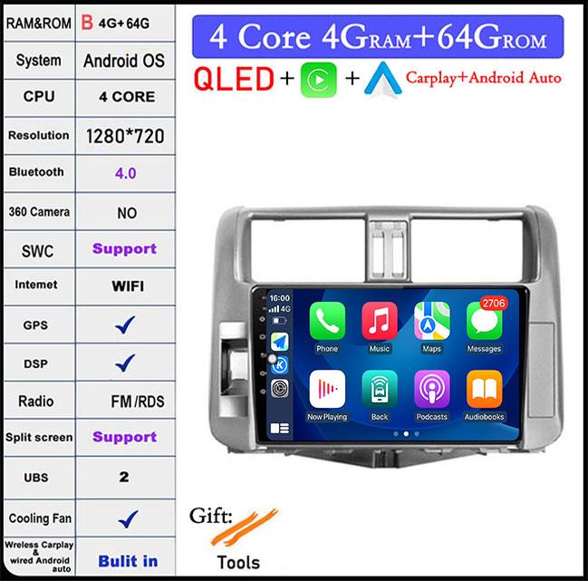 Android 14 DSP For Toyota Land Cruiser Prado 150 2009-2013 Car Radio Auto Multimedia Video Player GPS Navigation Carplay BT