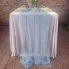 Yousheng 9.8FT Gauze Table Runner Chiffon Cheesecloth Table Runner with Faux Pearls Dining Table Decor Cloth for Home Birthday Holiday Party