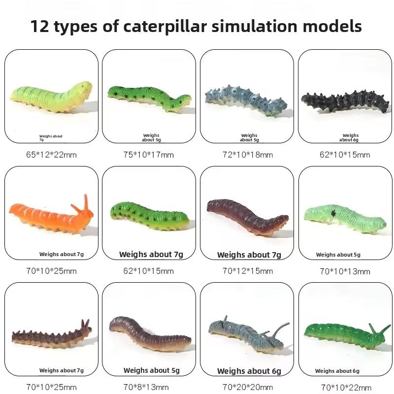 12pcs Insect Models Caterpillar Prank Animal Models Crawling Insects Action Characters Children's Educational Toys Prank Toys