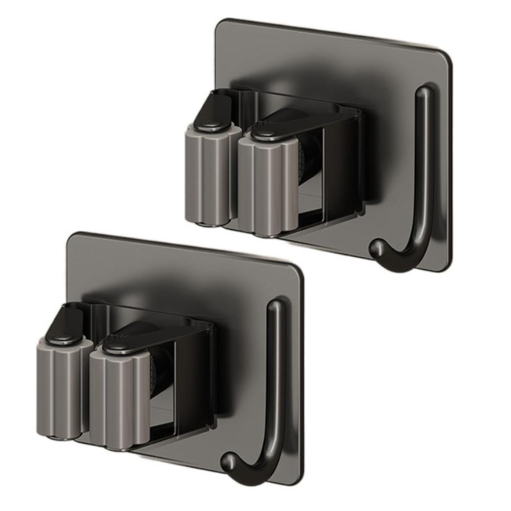 2Pcs Rust-Proof Wall Mounted Broom Stand Space Saving Mop Storage Clamp Mop Clip Rack  Household