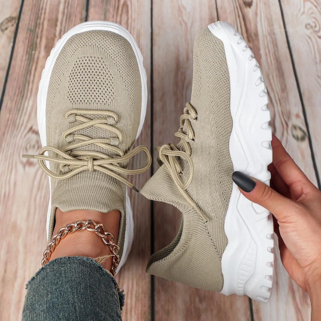 Fashion Chunky Shoes Platform Sneakers for Women Knitted Men's Casual Sports Shoes Breathable Trainers Elastic Slip-on Shoes