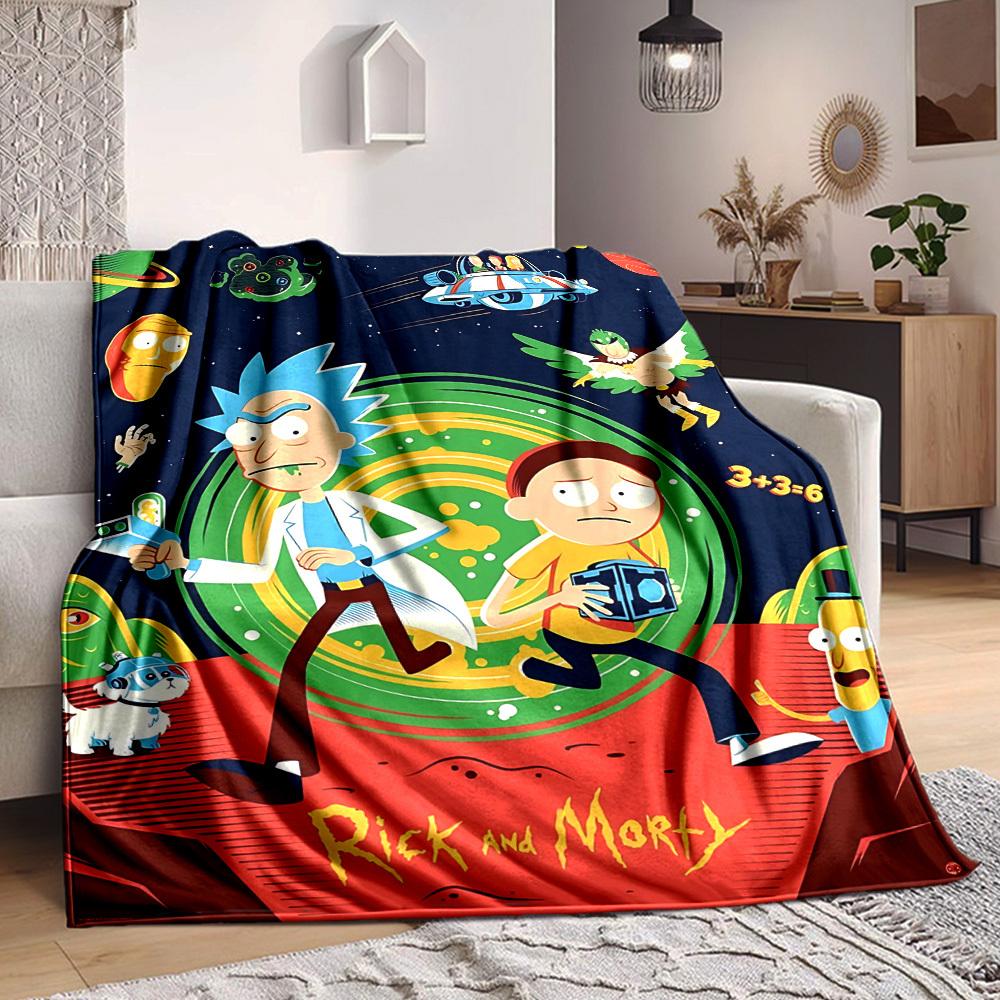 1 szt. Koc Rick i Morty Lekki Flanelowy Kocyk Na Sofę, Łóżko, Podróż, Salon, Biuro, Kanapę, Krzesło I Łóżko
