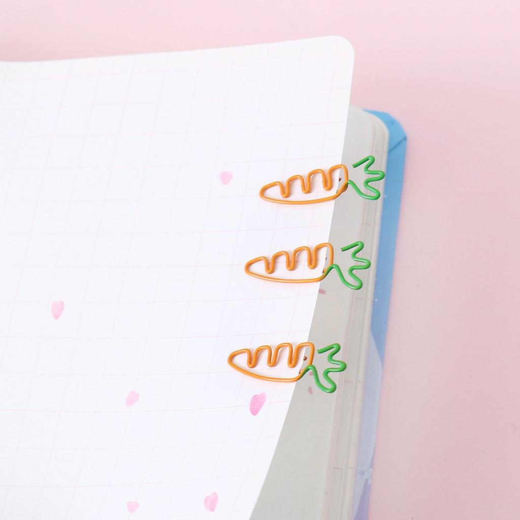 20 ks Papírová sponka Kreslená ve tvaru mrkve Dvoubarevné Roztomilé kancelářské sponky na dokumenty Plánovač