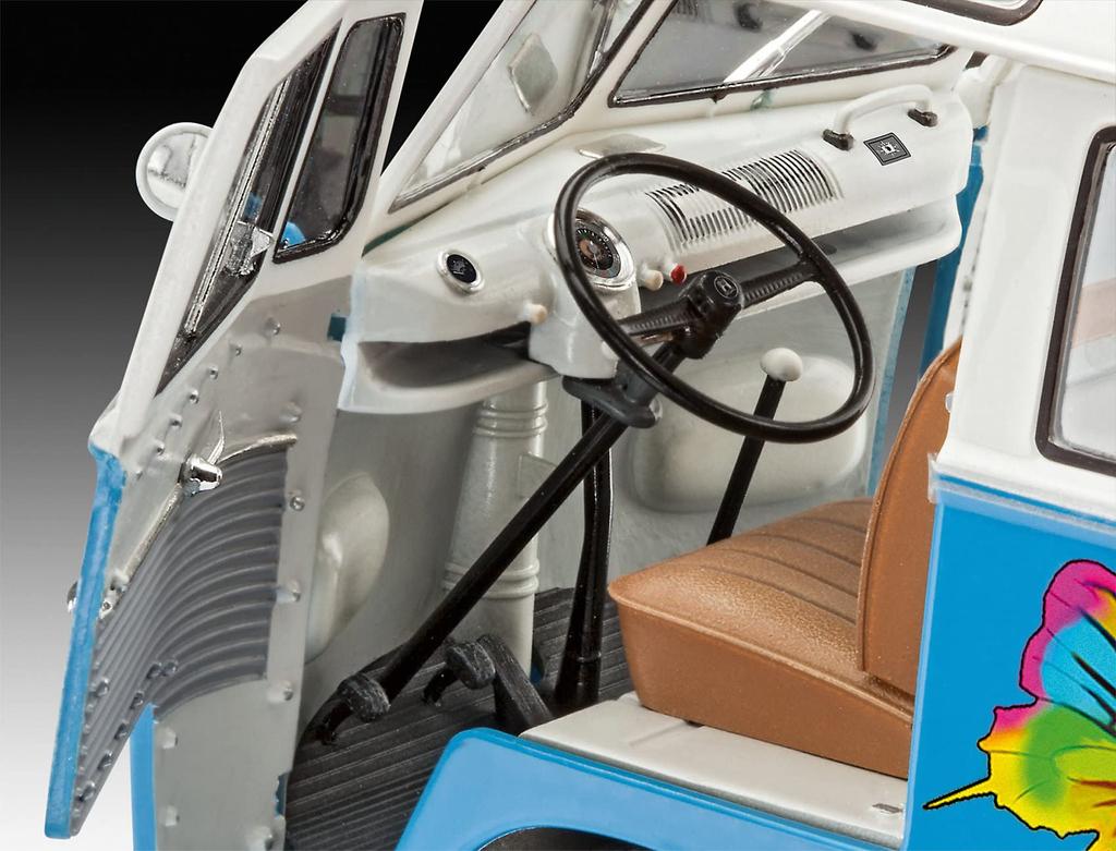 German Revell Volkswagen T1 Samba Bus Flower Power Plastic Model 07050 1/24