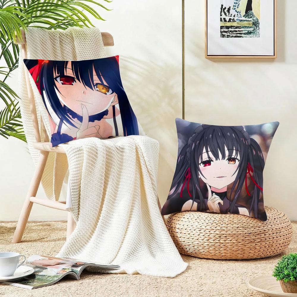 Fantasy DDATE A LIVES Cushion Cover Breathable and skinfriendly linen pillowcase square removable and washable cushion
