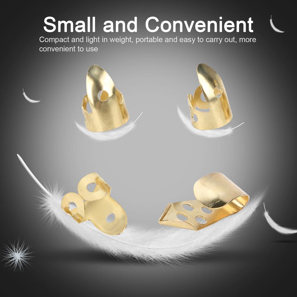 Finger Picks Metal 3Pcs Index Finger 1Pc Thumb Guitar Parts Musical Instrument Accessories(Gold )