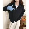 Modischer Strickmantel mit Stehkragen und Doppelreißverschluss für Damen, einfarbig, lässiger Strickcardigan im koreanischen Stil, Herbst Winter Pullover